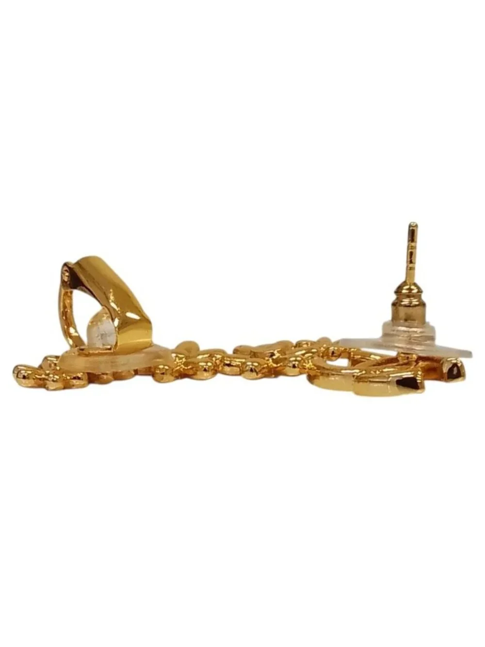 Chanel CC Logo Flower Motif Earrings Gold